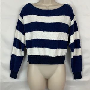 Free People Candyland cropped blue/white pullover